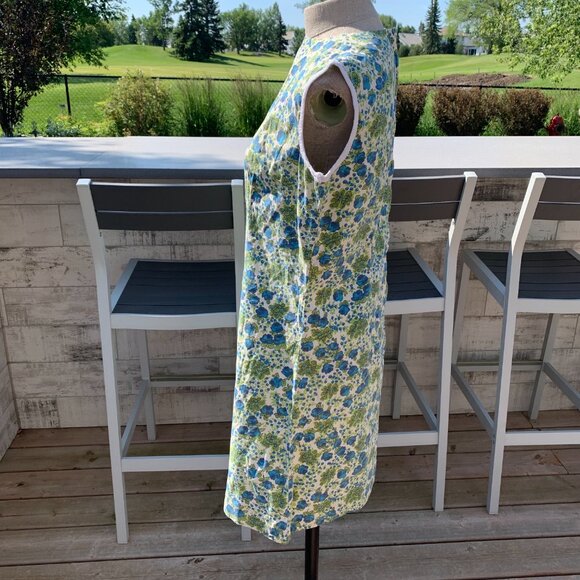 Vintage 50s 60s Floral House Dress Sleeveless Short Cottagecore Loungewear - Picture 7 of 16